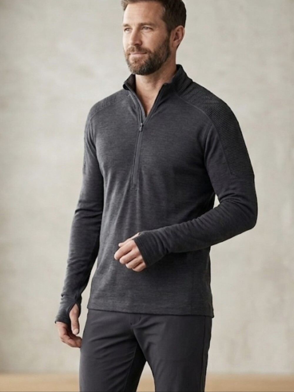 Smartwool Merino Wool Quarter Zip Sweater Charcoal Gray Men's XL